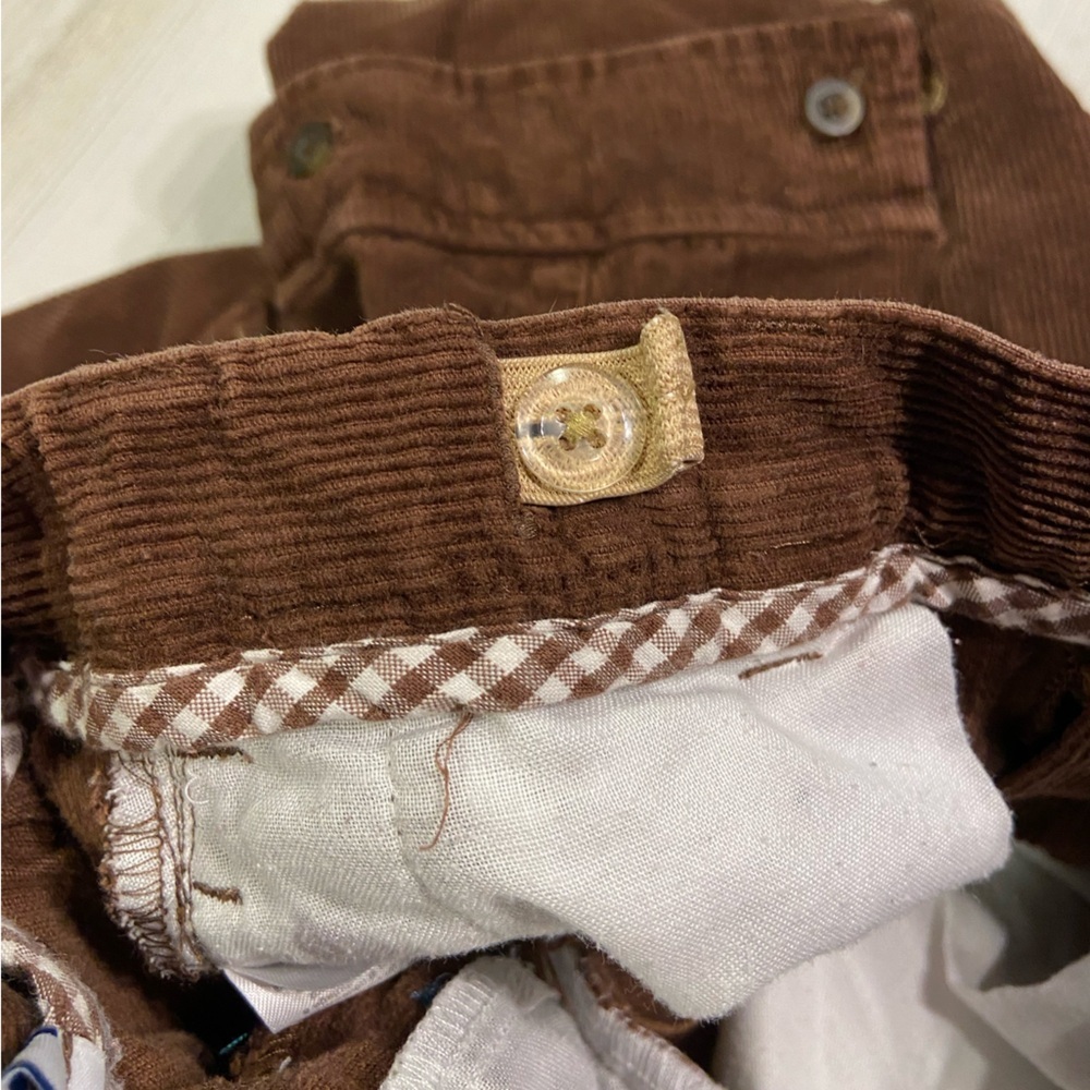 Heartstrings Brown Corduroy Embroidered Outdoor Bear Fish Pants 8 - Picture 7 of 11